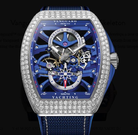 Buy Franck Muller Vanguard Yachting Anchor Skeleton Classic Replica Watch for sale Cheap Price V 45 S6 SQT ANCRE YACHT D (BL) OG